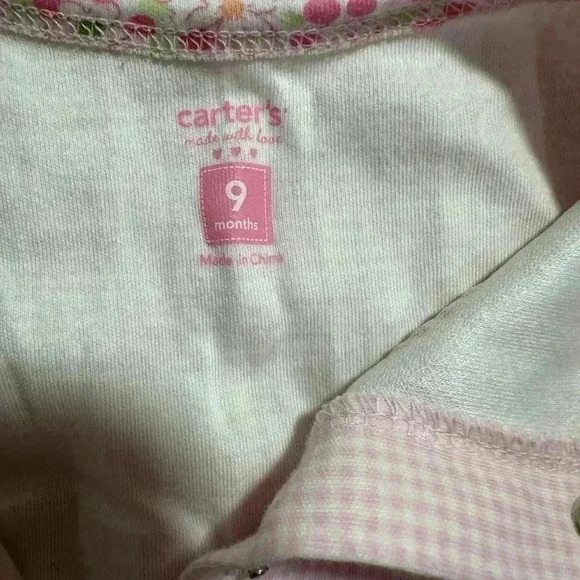 GIRLS 9 Months 1-Piece Bodysuit Pink Gingham-Flower Trim & Ruffle - Picture 6 of 6